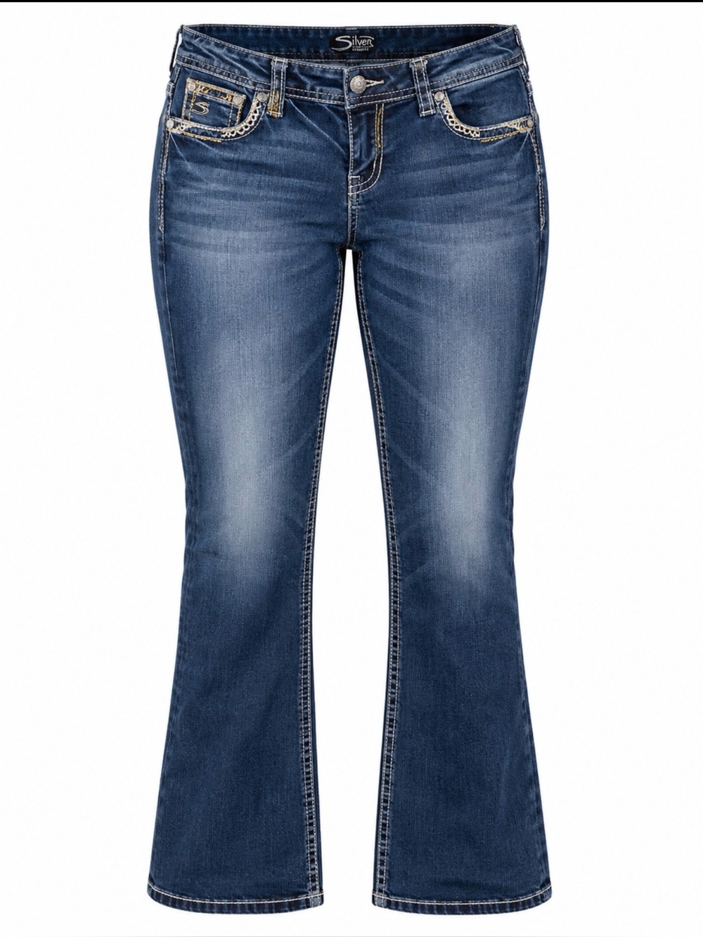Silver Jeans Suki Bootcut Jeans Plus Size 24x33 Medium Wash Thick Stitch